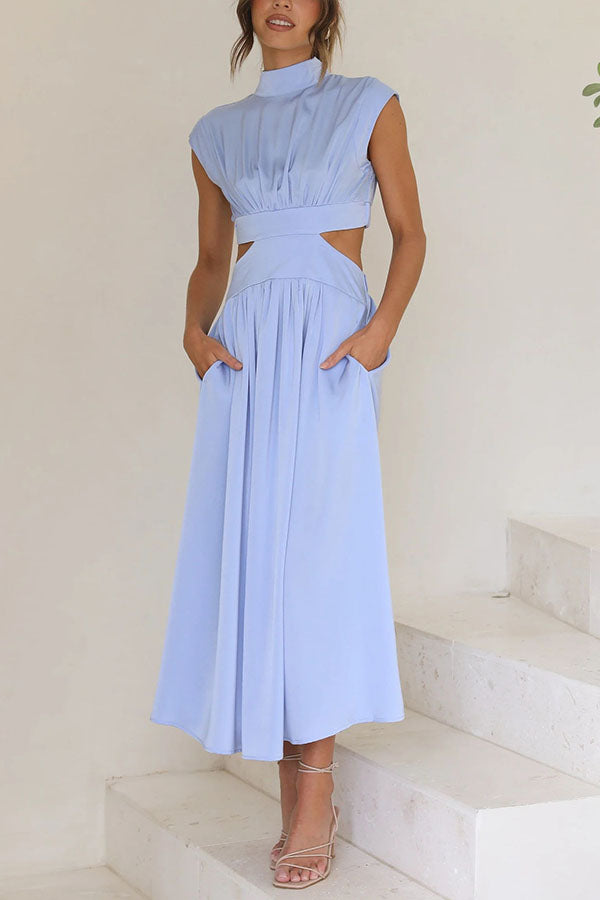Claudia | Vestido midi con abertura y bolsillos