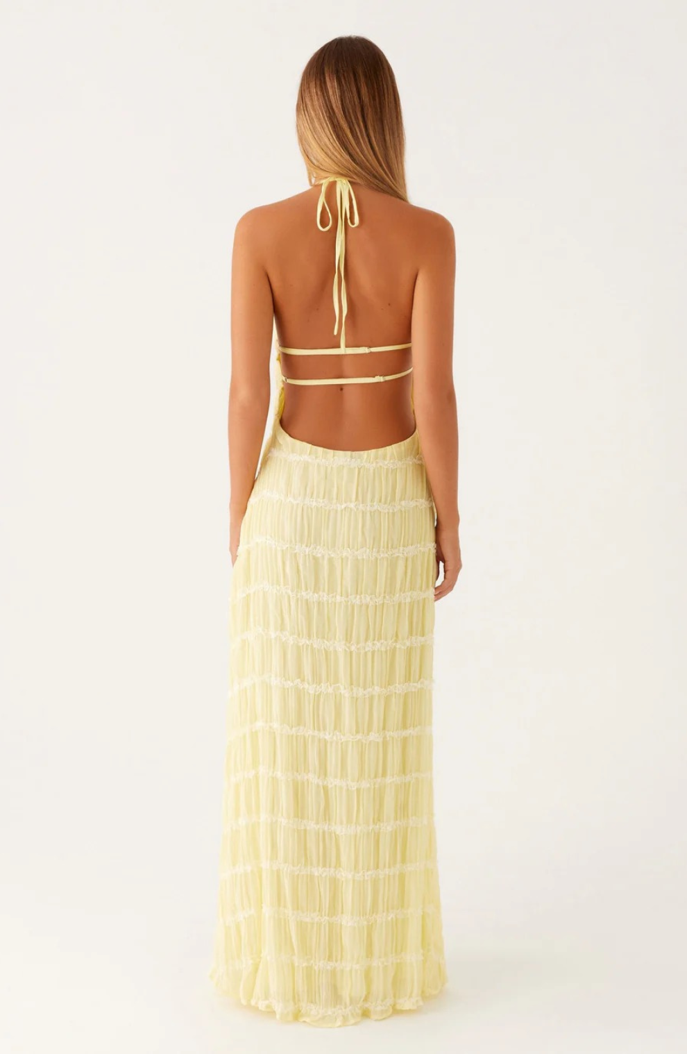 Caroline | Vestido maxi halter texturizado