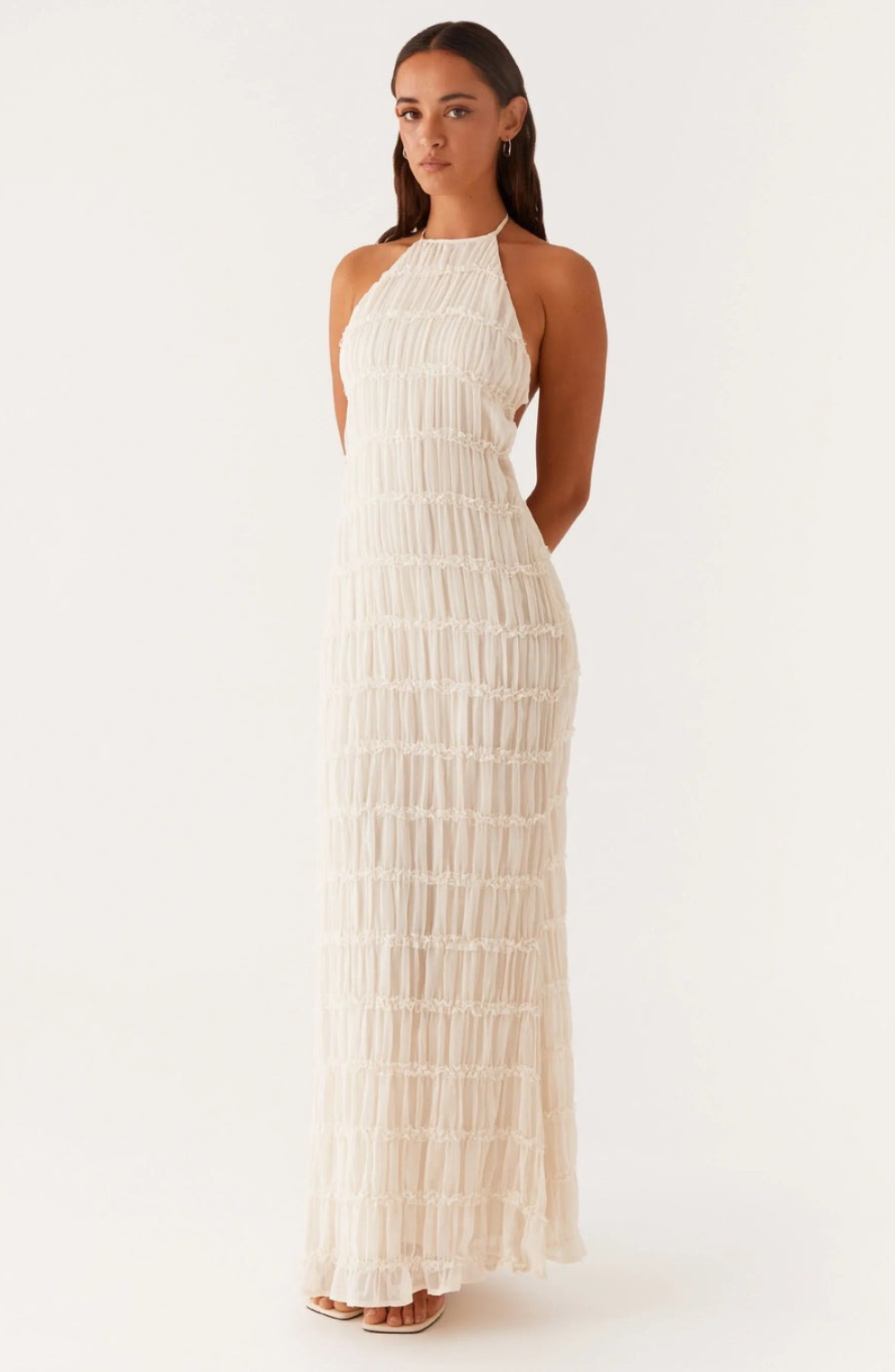 Caroline | Vestido maxi halter texturizado