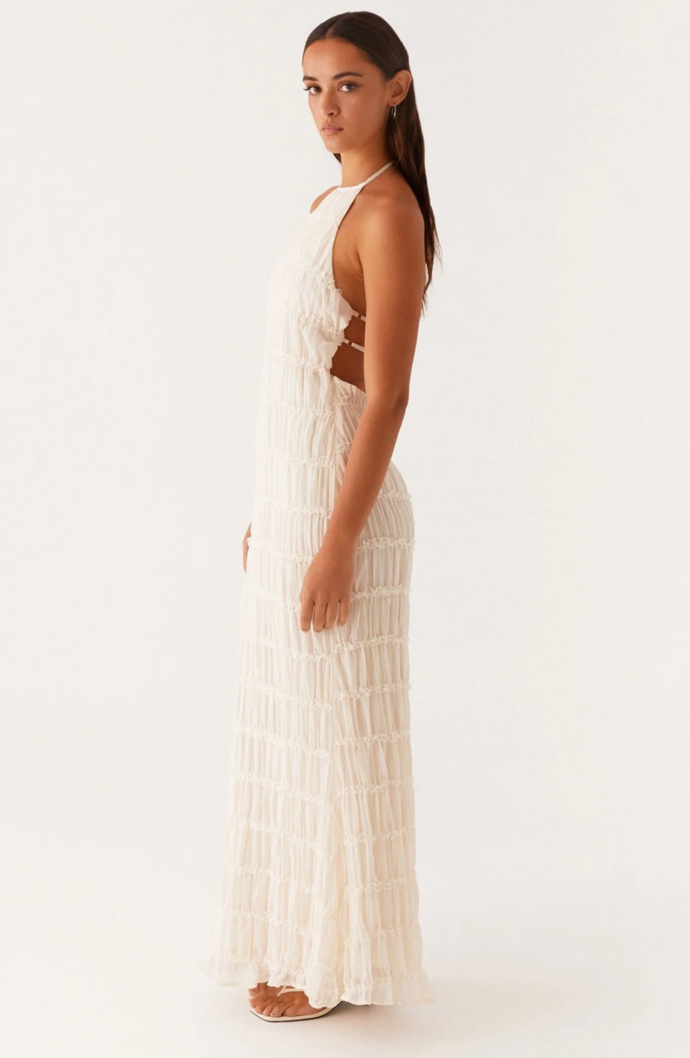 Caroline | Vestido maxi halter texturizado