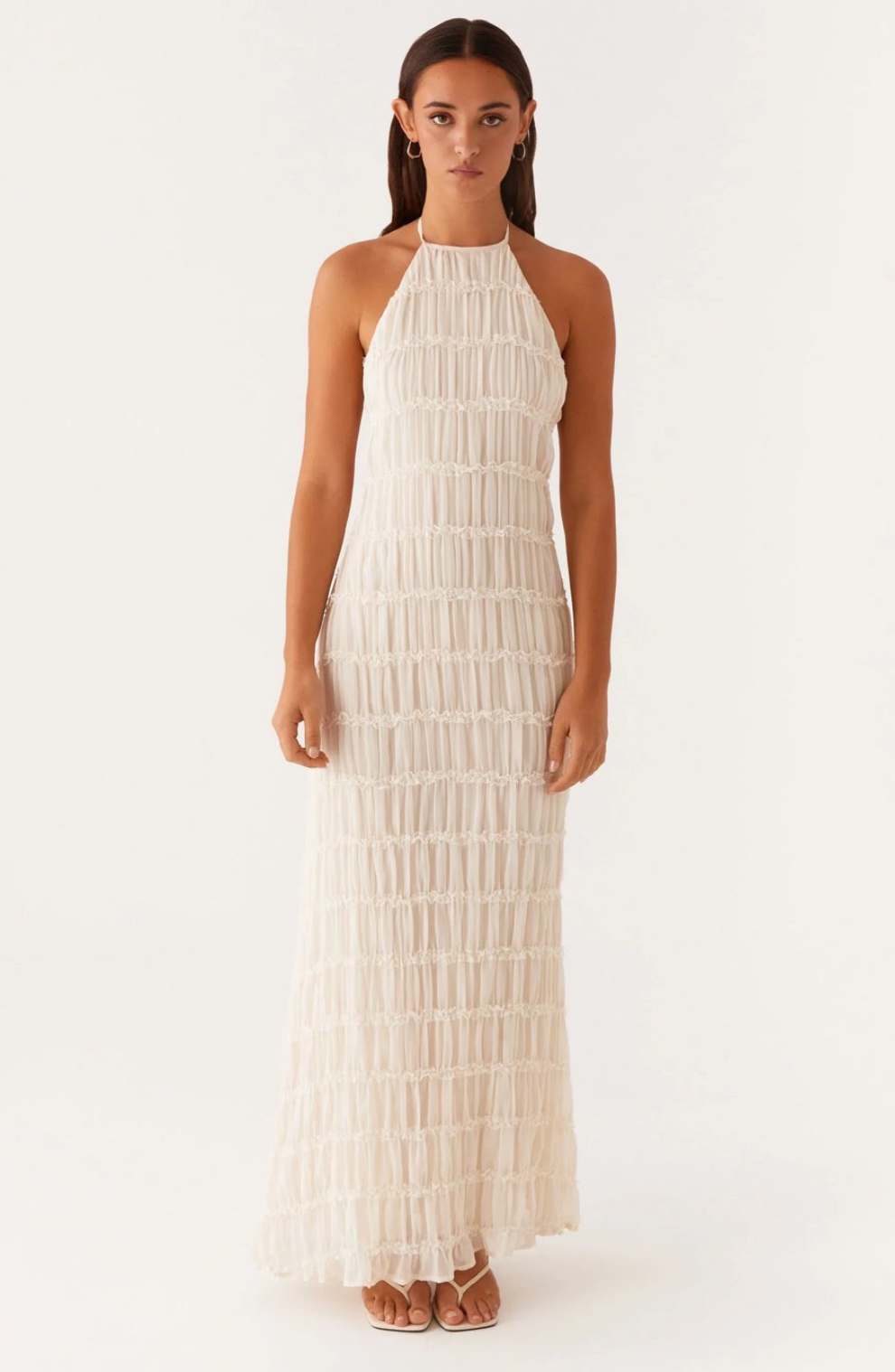 Caroline | Vestido maxi halter texturizado