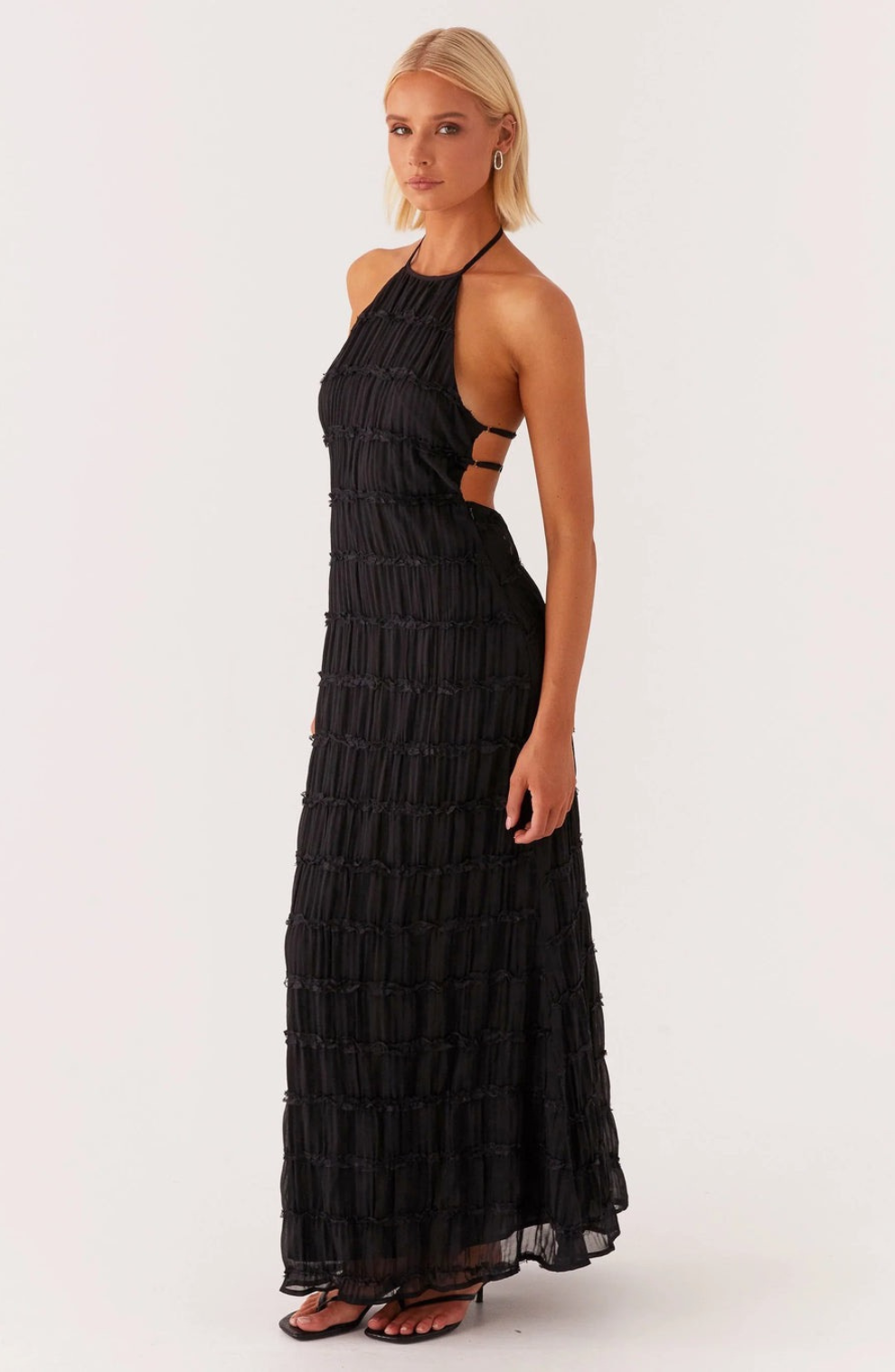 Caroline | Vestido maxi halter texturizado