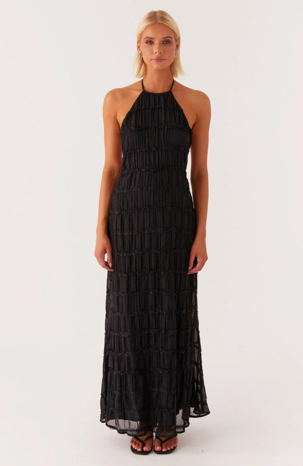 Caroline | Vestido maxi halter texturizado