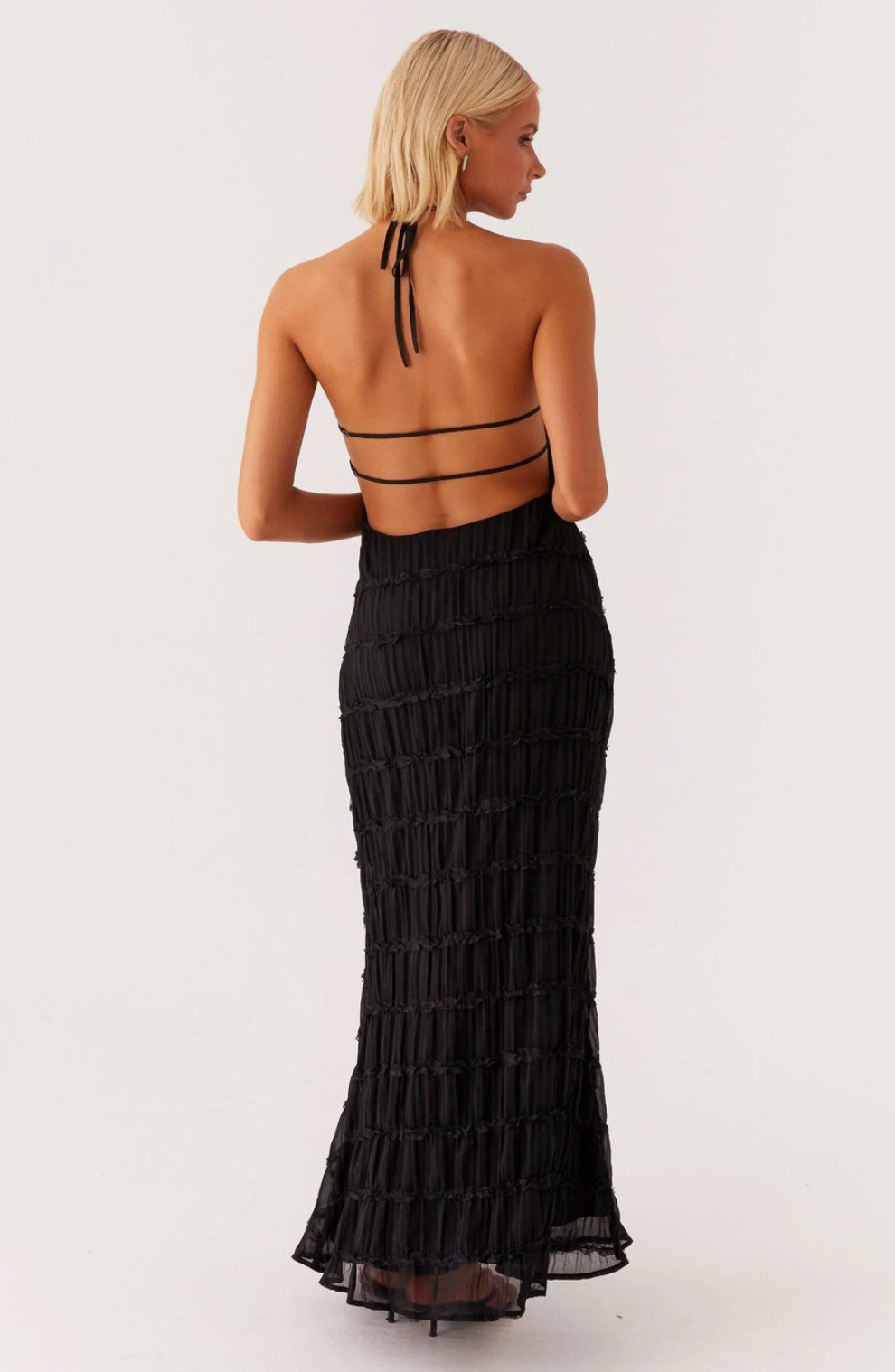 Caroline | Vestido maxi halter texturizado