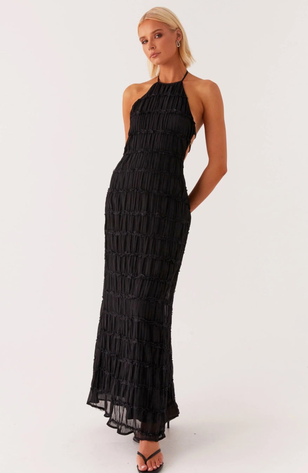 Caroline | Vestido maxi halter texturizado