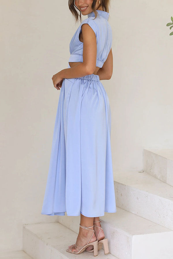 Claudia | Vestido midi con abertura y bolsillos
