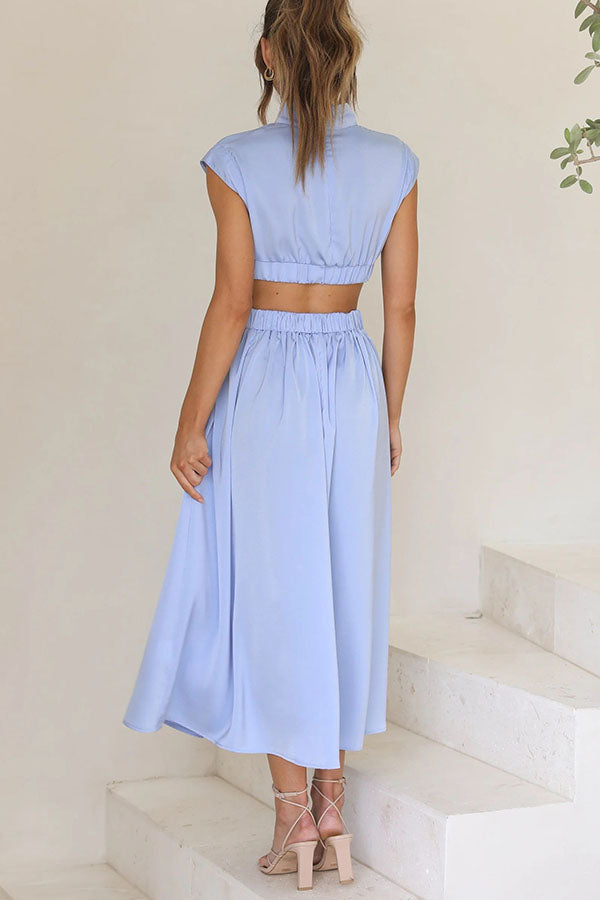Claudia | Vestido midi con abertura y bolsillos