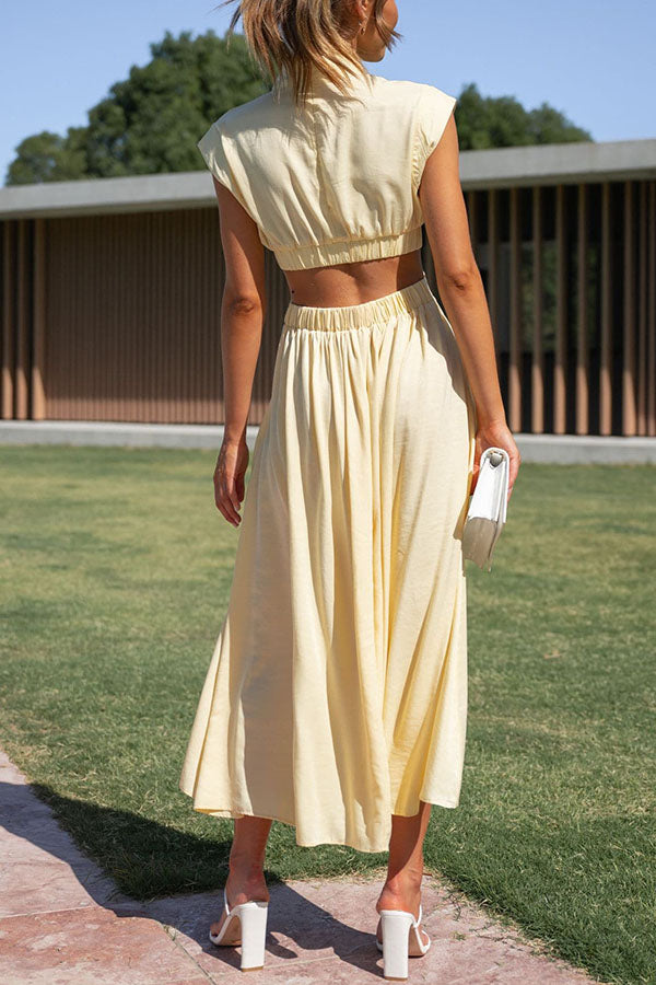 Claudia | Vestido midi con abertura y bolsillos