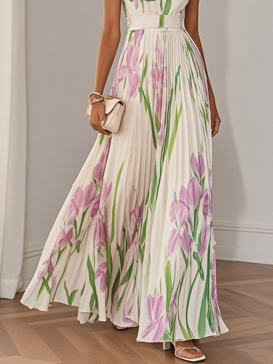 Livia | Vestido maxi plisado