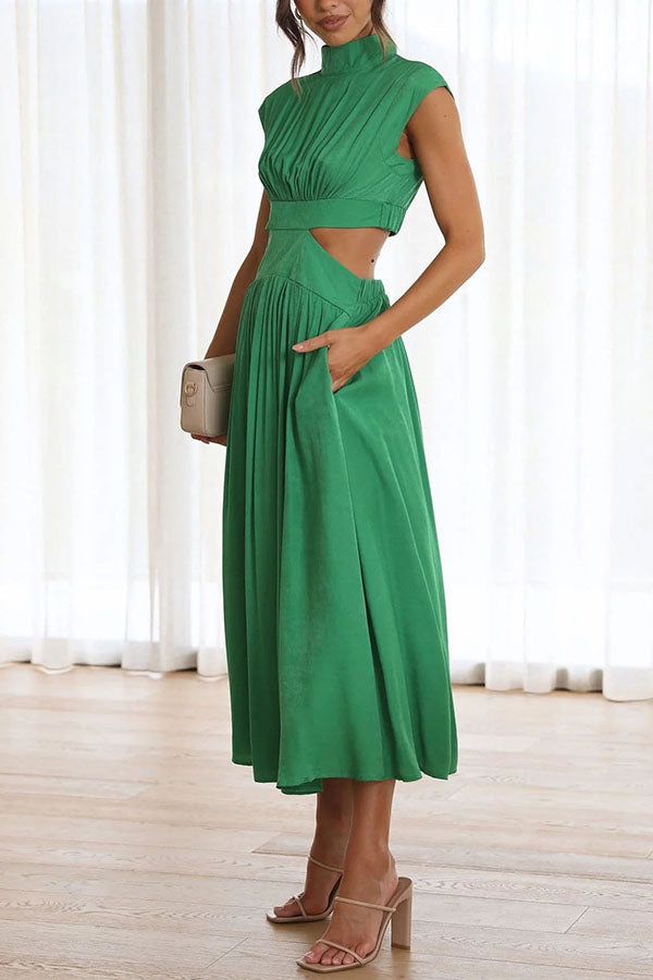 Claudia | Vestido midi con abertura y bolsillos
