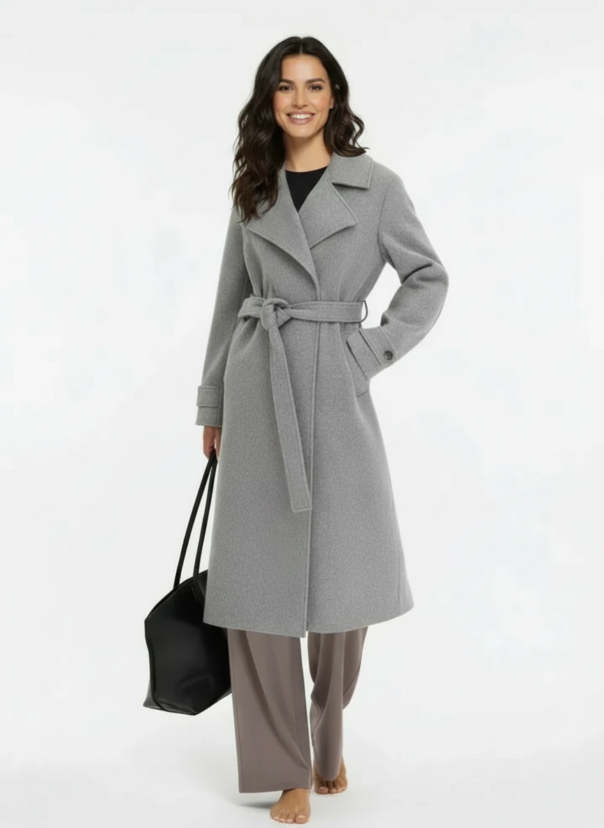 Abrigo largo con cinturon de lazo