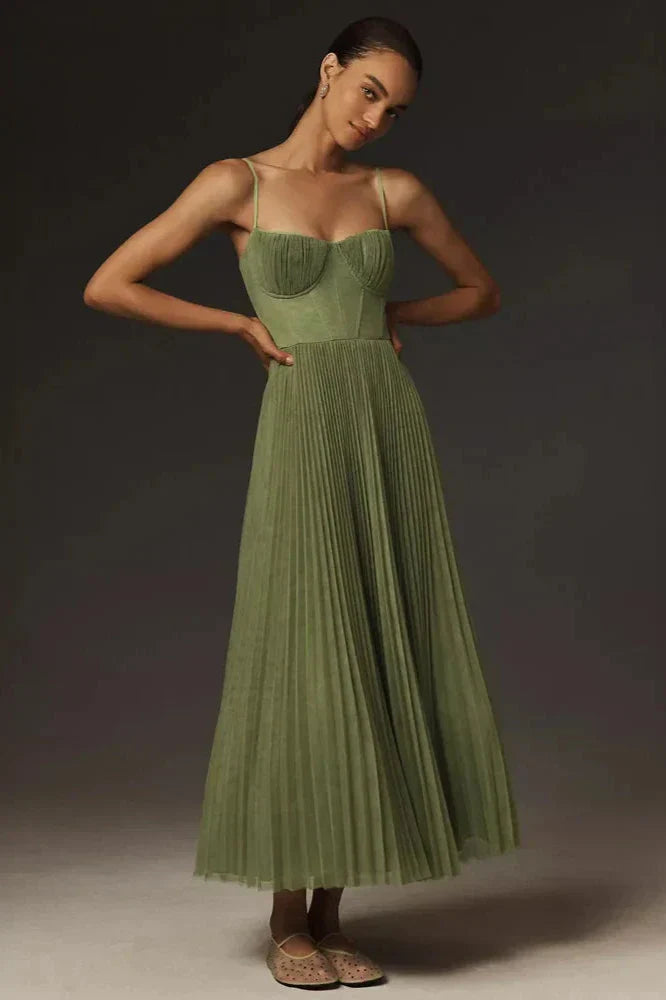 Isabella | Vestido midi de tul plisado
