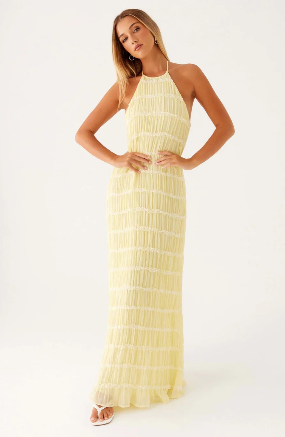 Caroline | Vestido maxi halter texturizado