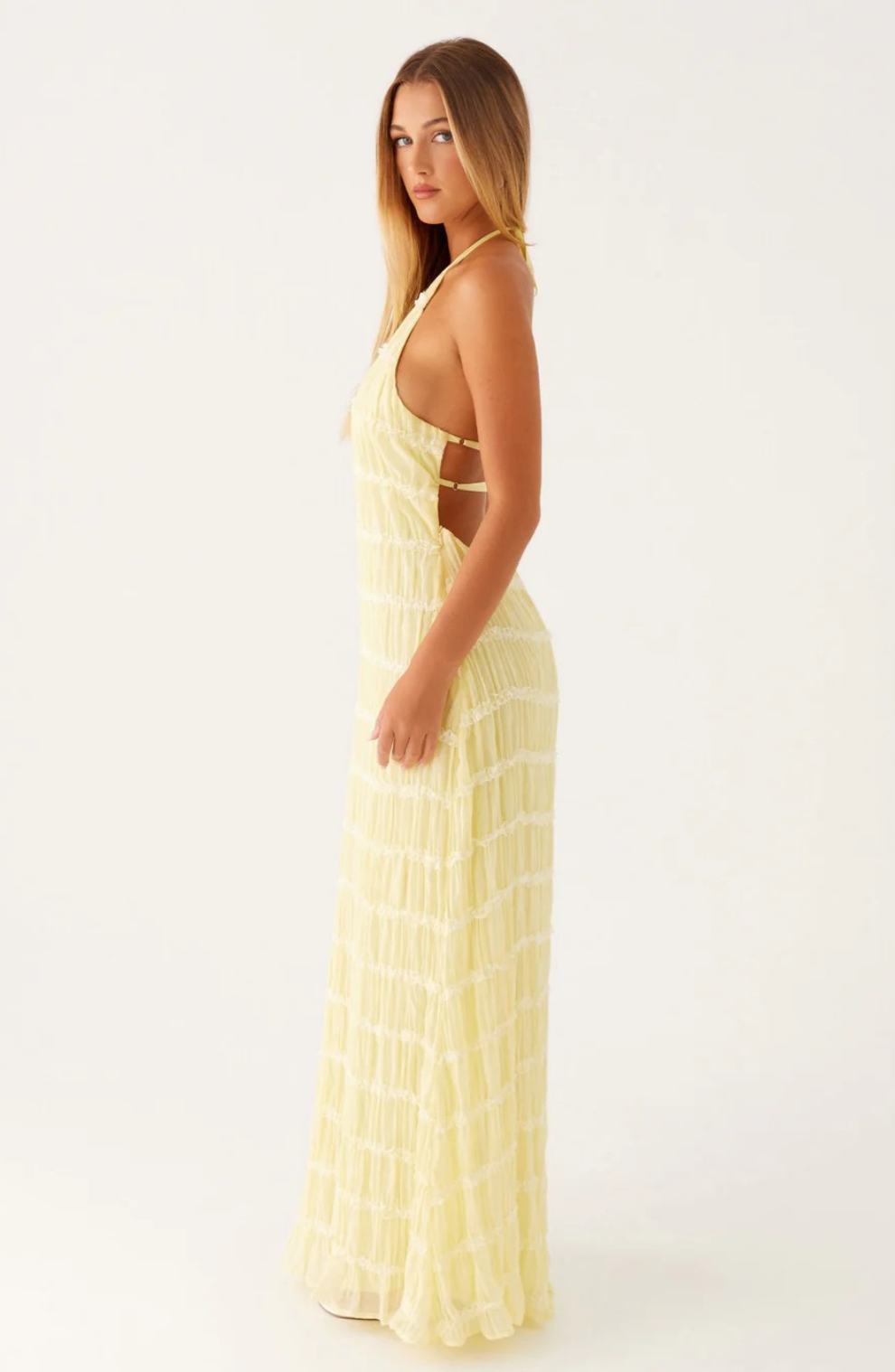 Caroline | Vestido maxi halter texturizado