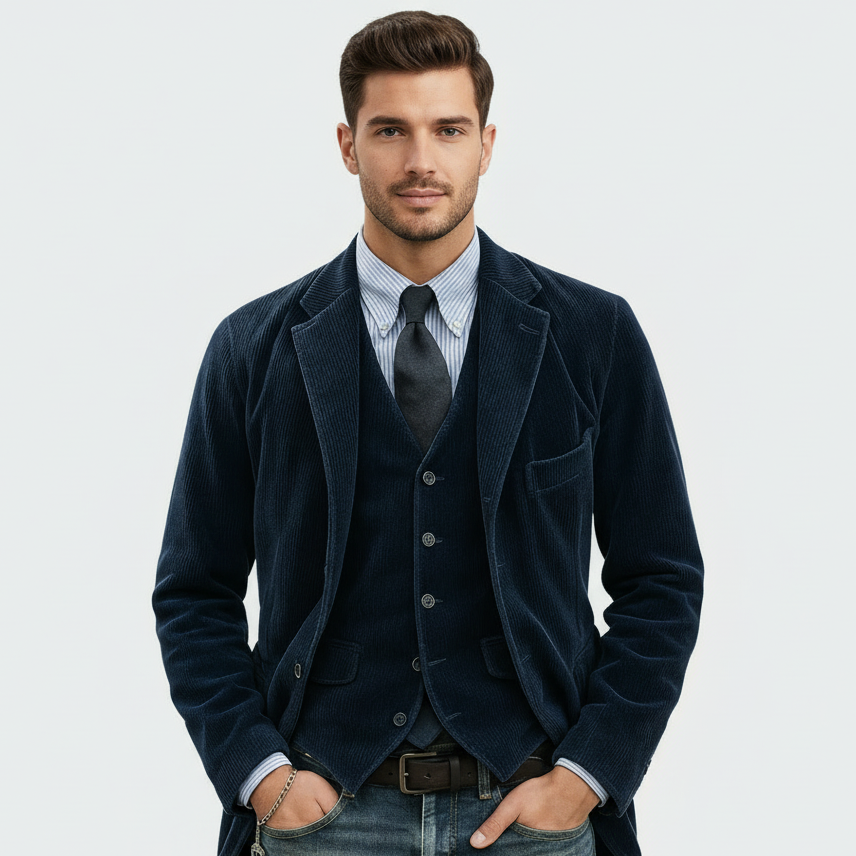 Tommy™ | Conjunto completo de 2 piezas: Blazer y chaleco de terciopelo