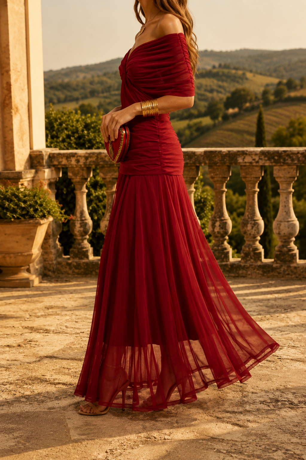Paloma™ | Vestido largo elegante con escote drapeado