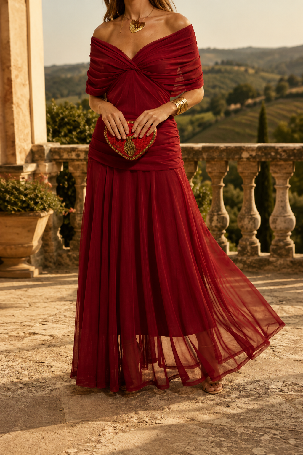 Paloma™ | Vestido largo elegante con escote drapeado