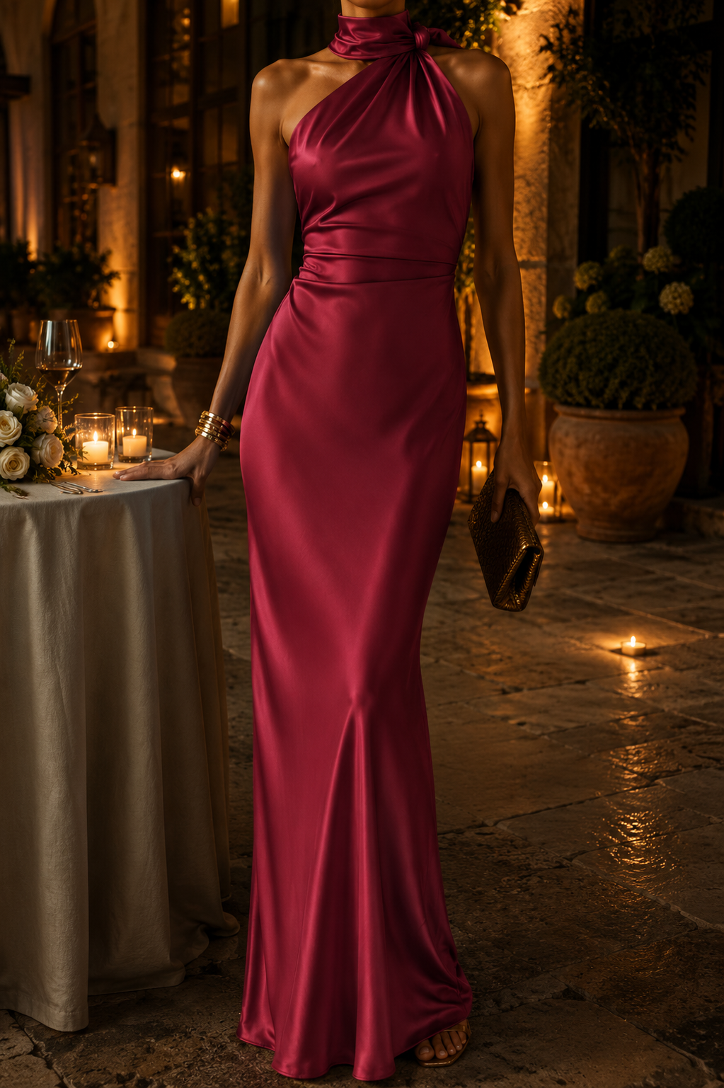 Ariadna™| Vestido largo con escote drapeado