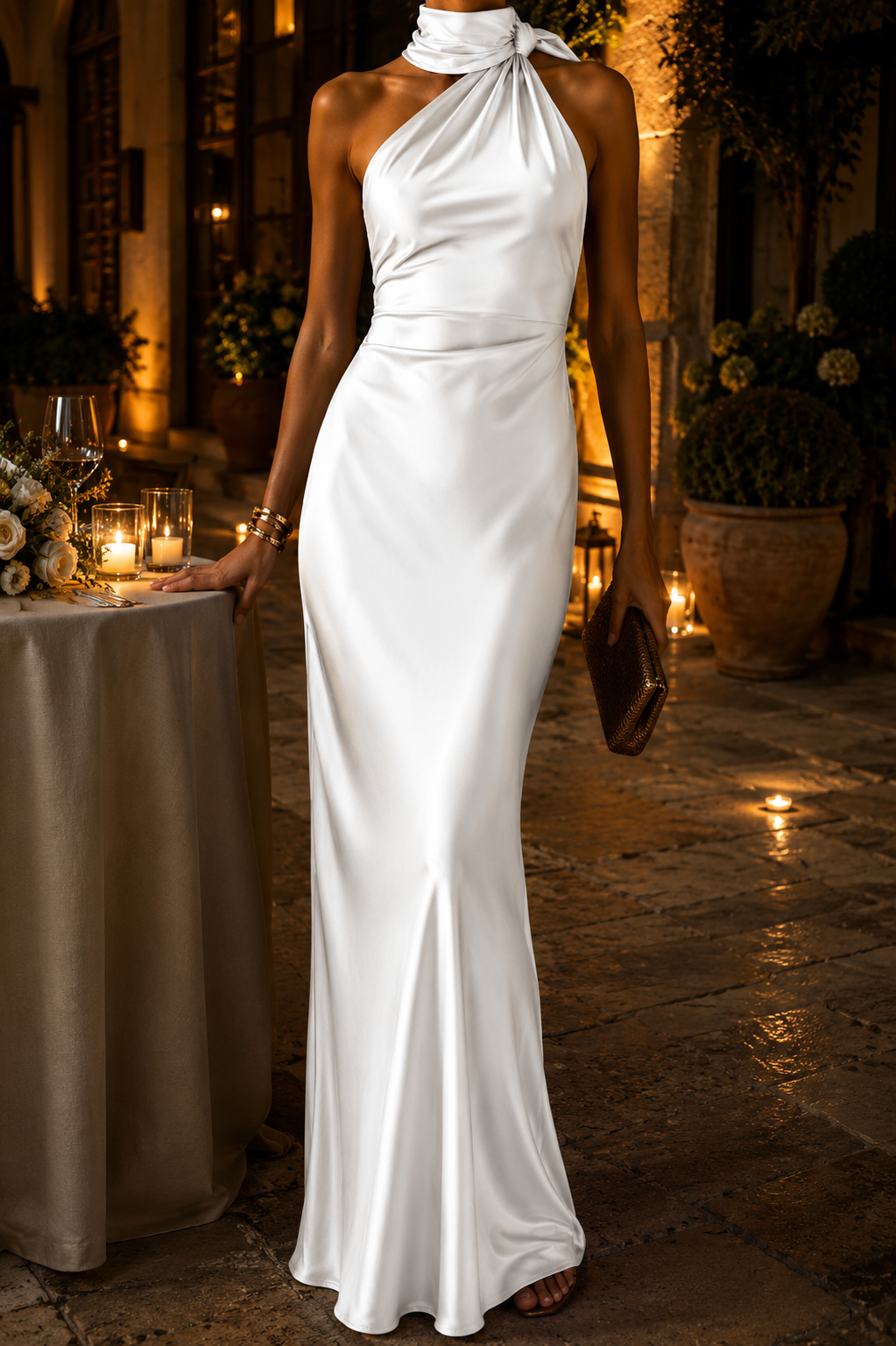 Ariadna™| Vestido largo con escote drapeado