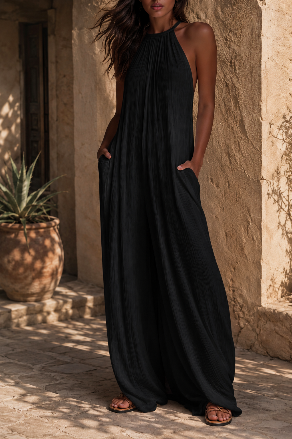 Lucía™| Mono elegante sin mangas con pantalones palazzo