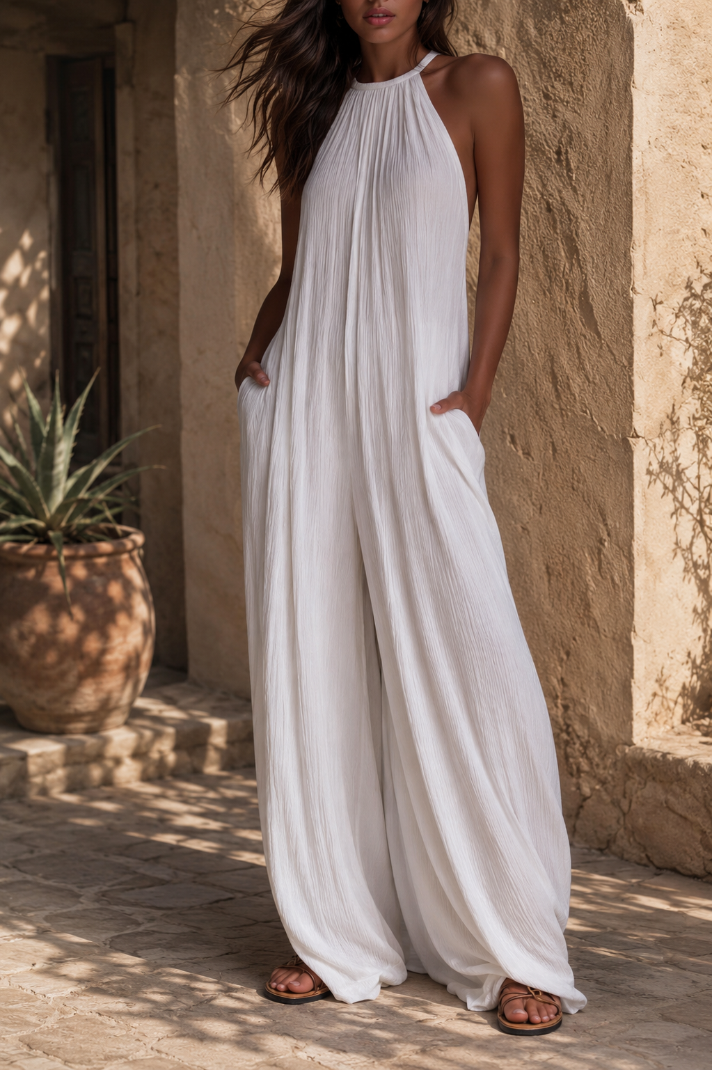 Lucía™| Mono elegante sin mangas con pantalones palazzo