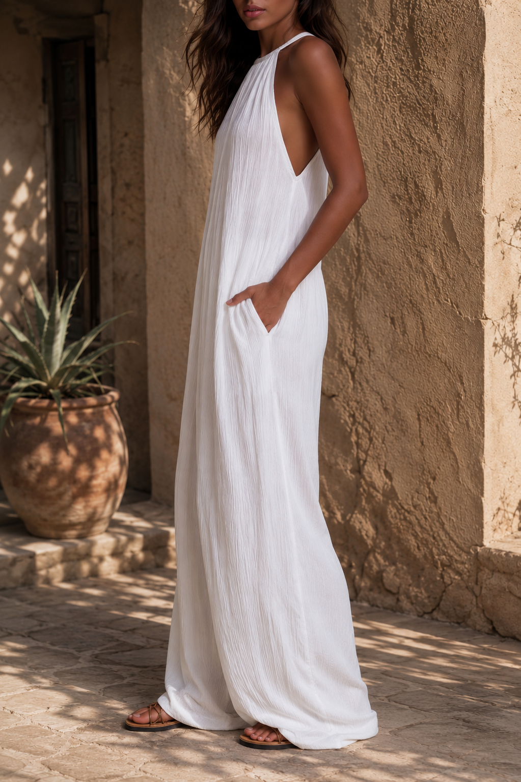 Lucía™| Mono elegante sin mangas con pantalones palazzo