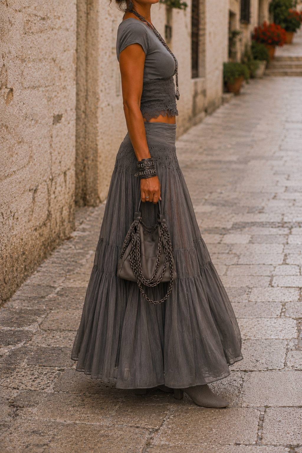 Noa™ | Conjunto boho chic con falda larga