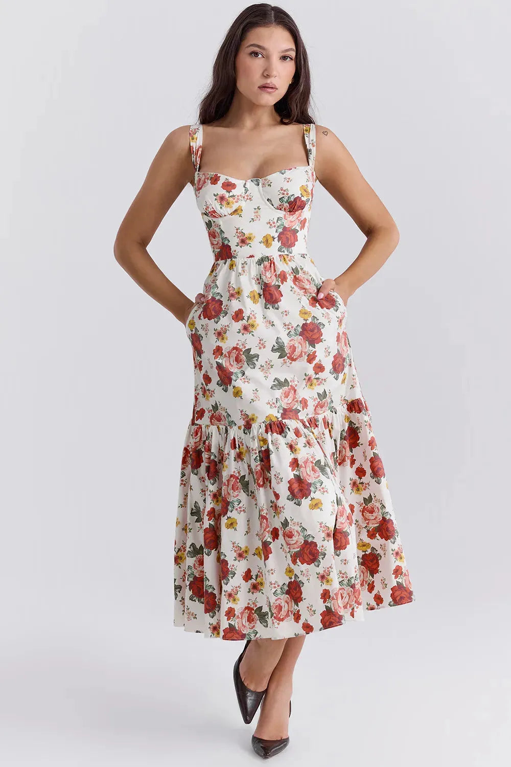 Elia | Vestido midi rosa