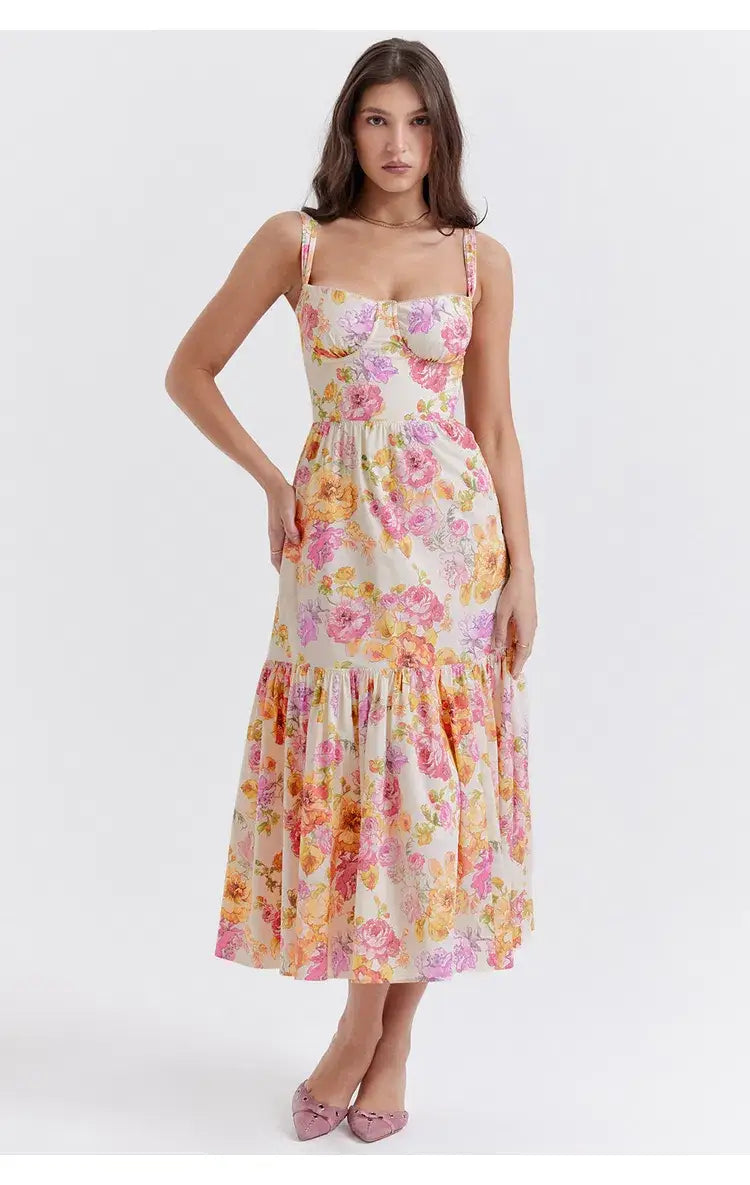 Elia | Vestido midi rosa