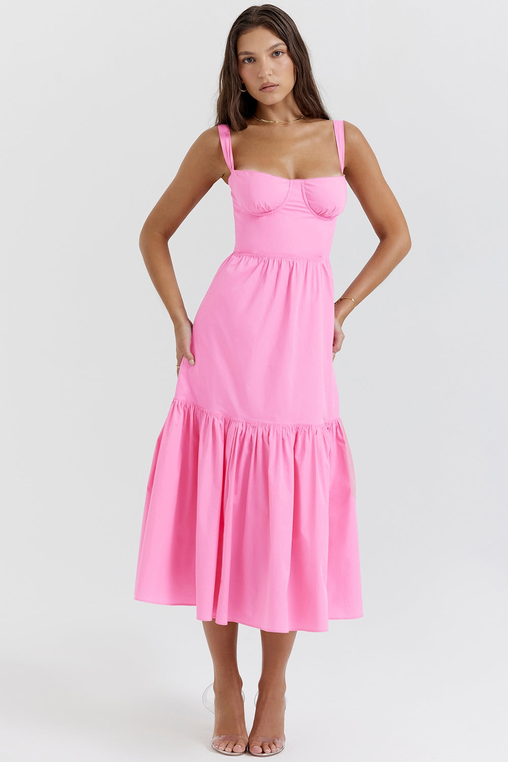 Elia | Vestido midi rosa