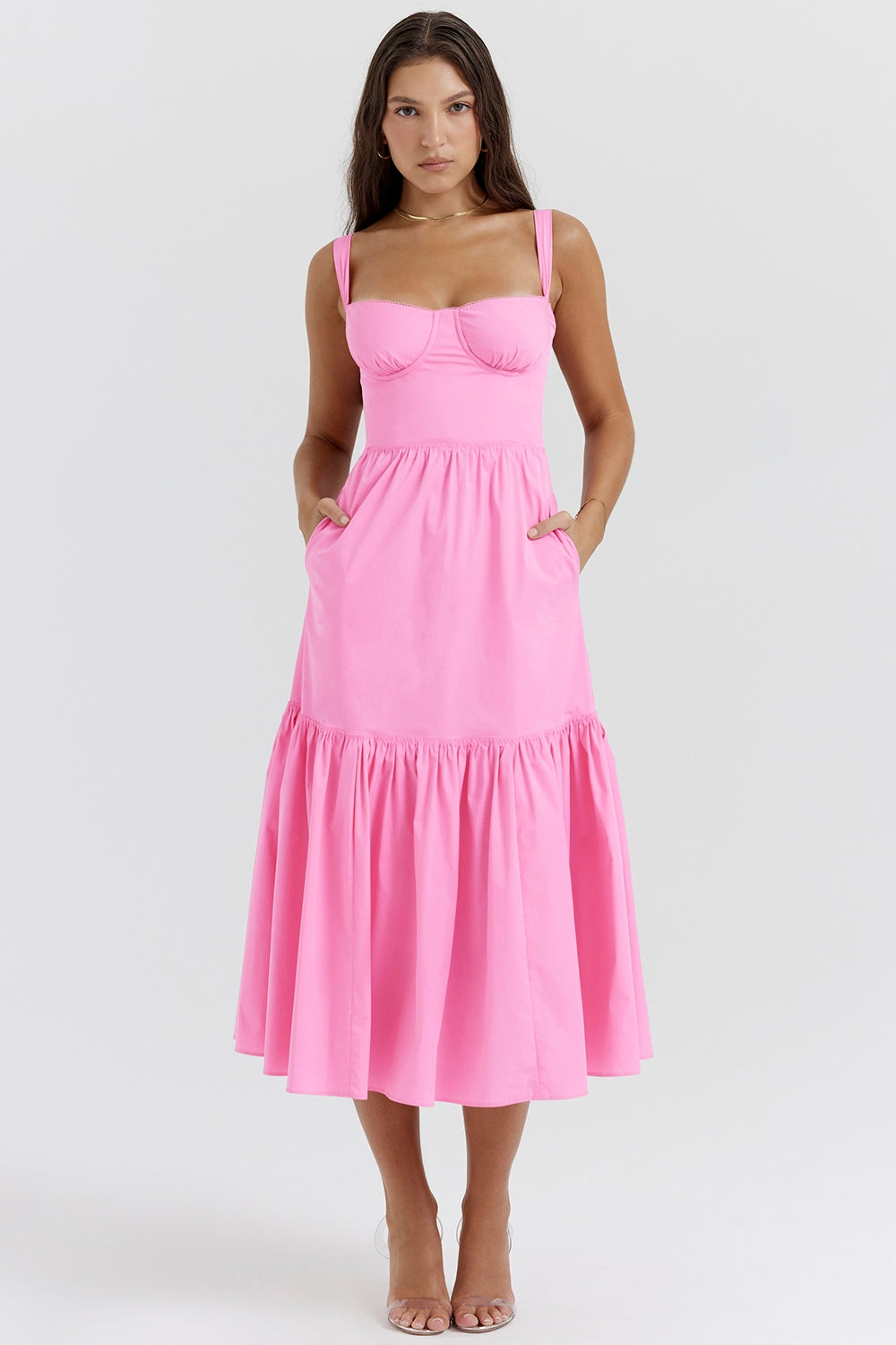 Elia | Vestido midi rosa