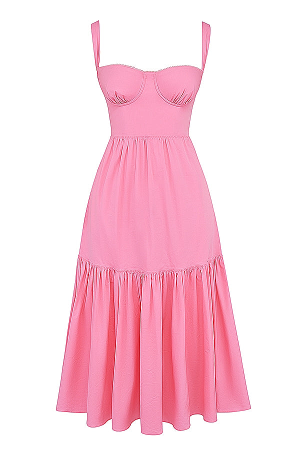 Elia | Vestido midi rosa