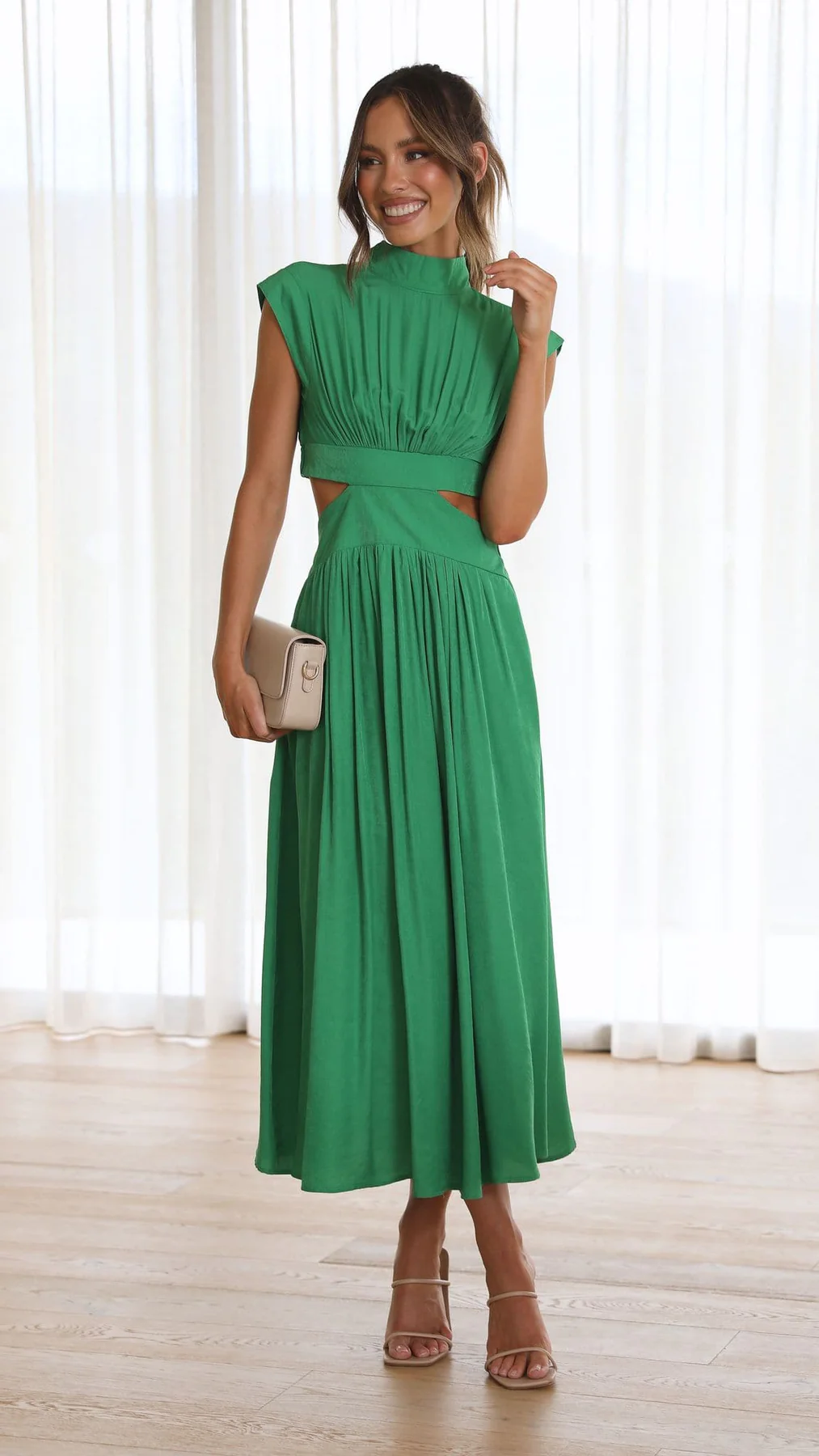 Claudia | Vestido midi con abertura y bolsillos