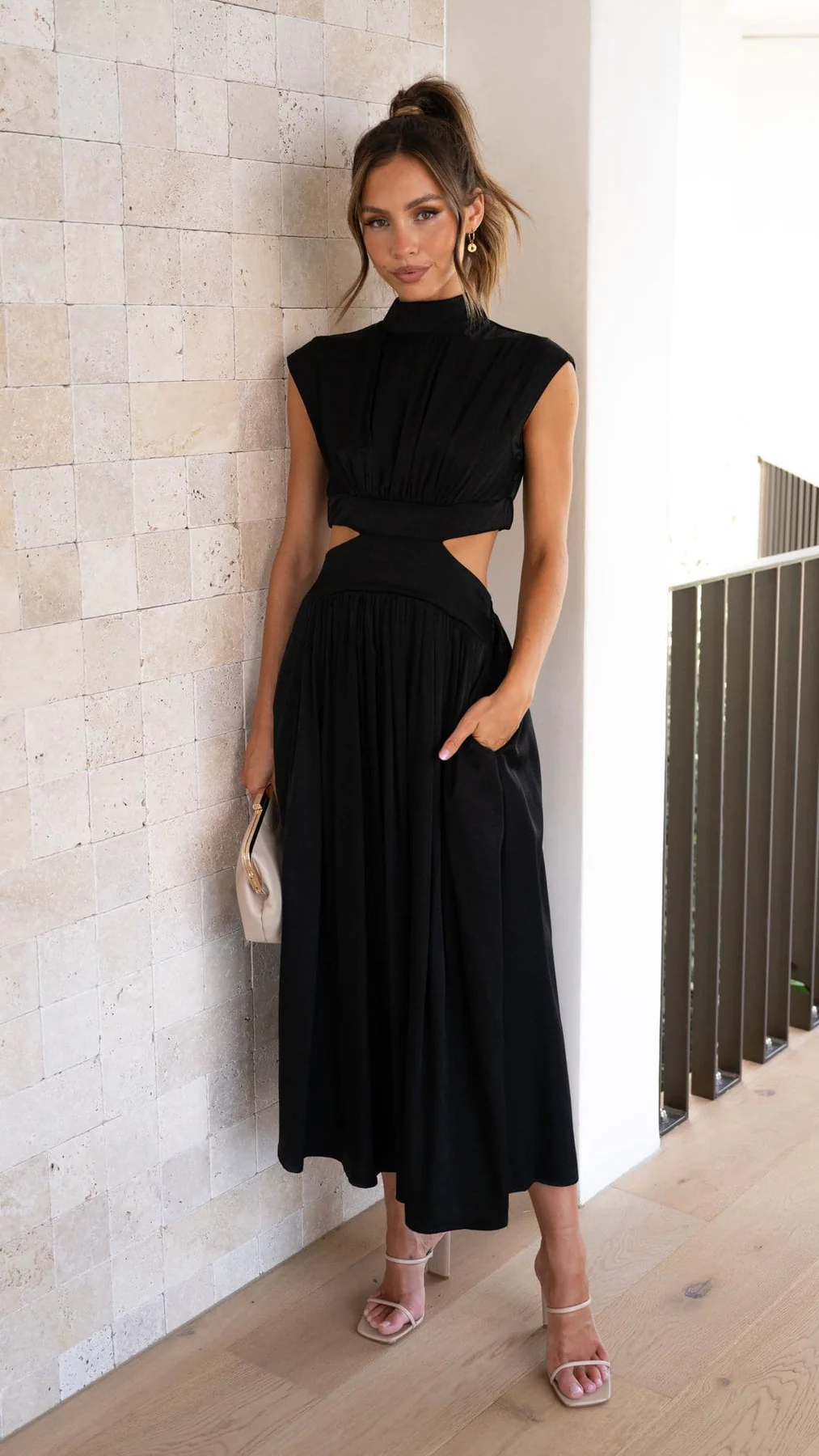 Claudia | Vestido midi con abertura y bolsillos