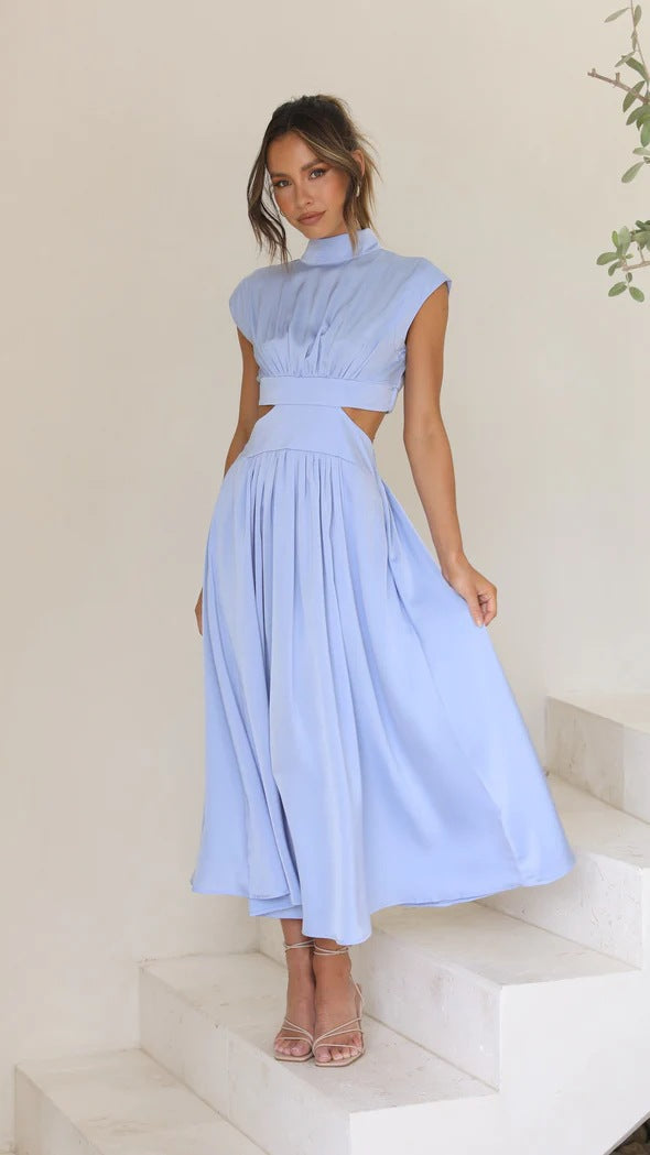 Claudia | Vestido midi con abertura y bolsillos