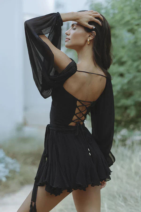 Layla | Vestido mini con mangas abullonadas