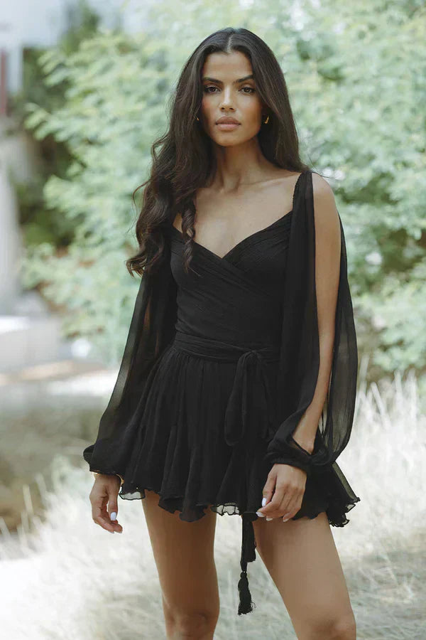 Layla | Vestido mini con mangas abullonadas