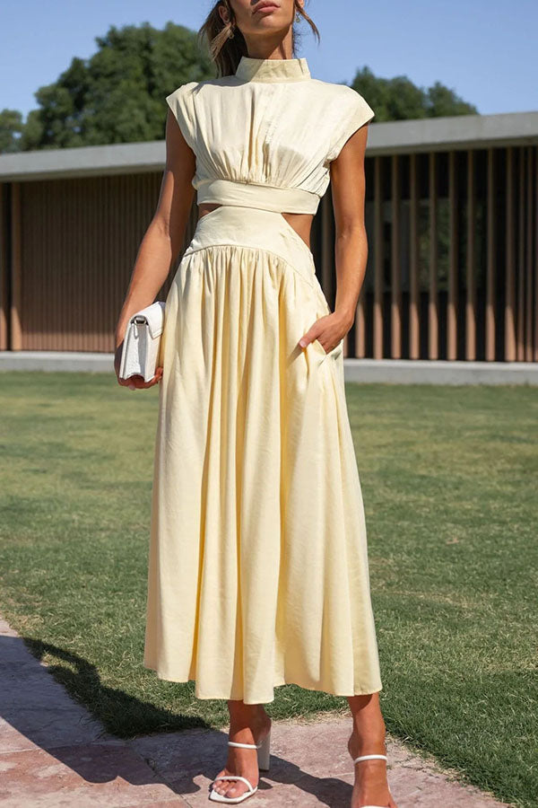Claudia | Vestido midi con abertura y bolsillos